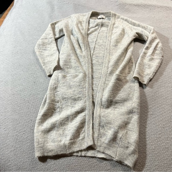 Minimum Beige Oatmeal Longline Mohair & Wool Blend Sweater Cardigan Size Small - Picture 1 of 6